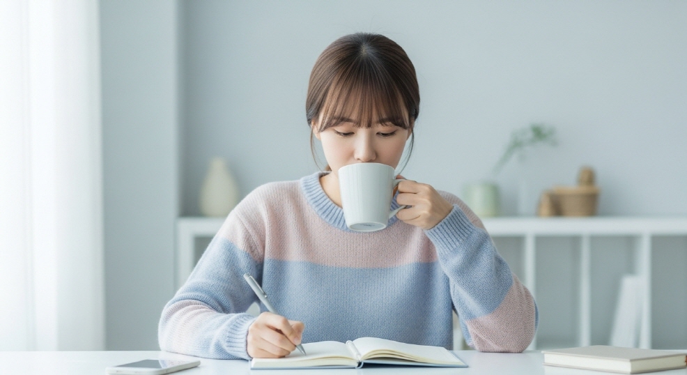 검진 후 휴식 여성&amp;#44; 감성적인 분위기의 일상 회복