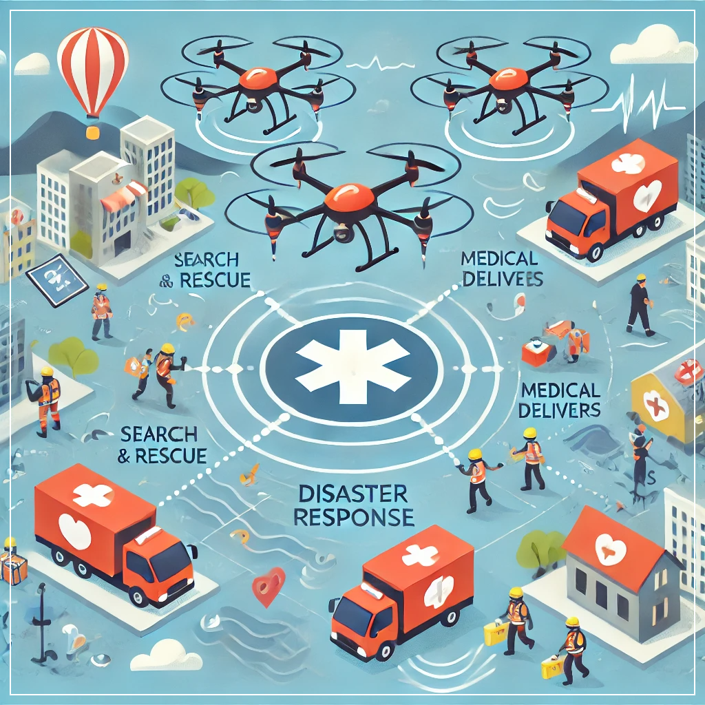 긴급 대응에서의 드론 활용을 나타낸 이미지
