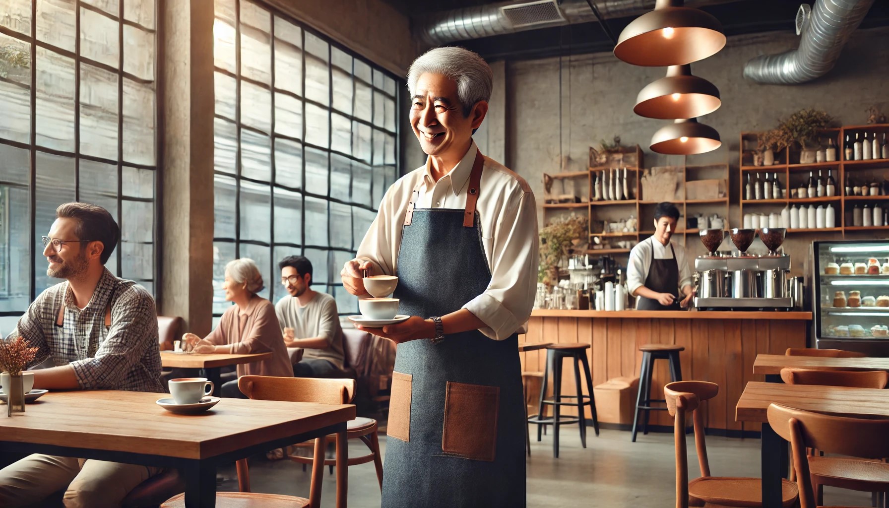 노인일자리 어르신이 커피를 만드는 장면