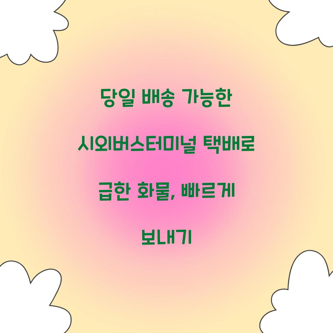 당일 배송 가능한 시외버스터미널 택배