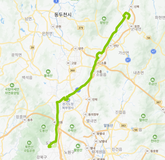 서울-의정부-포천-72-3번-버스-노선-지도