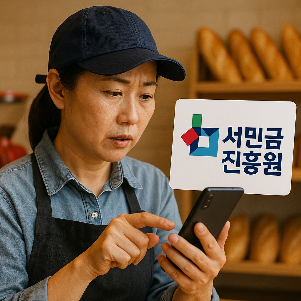 경기침체 저성장 시대, 서민금융진흥원 상품들 알아보세요 ! 햇살론부터 소액생계비대출까지, 지금 바로 신청하세요 ! - 빵집 사장님도 서민금융진흥원을 알아보시는 모습