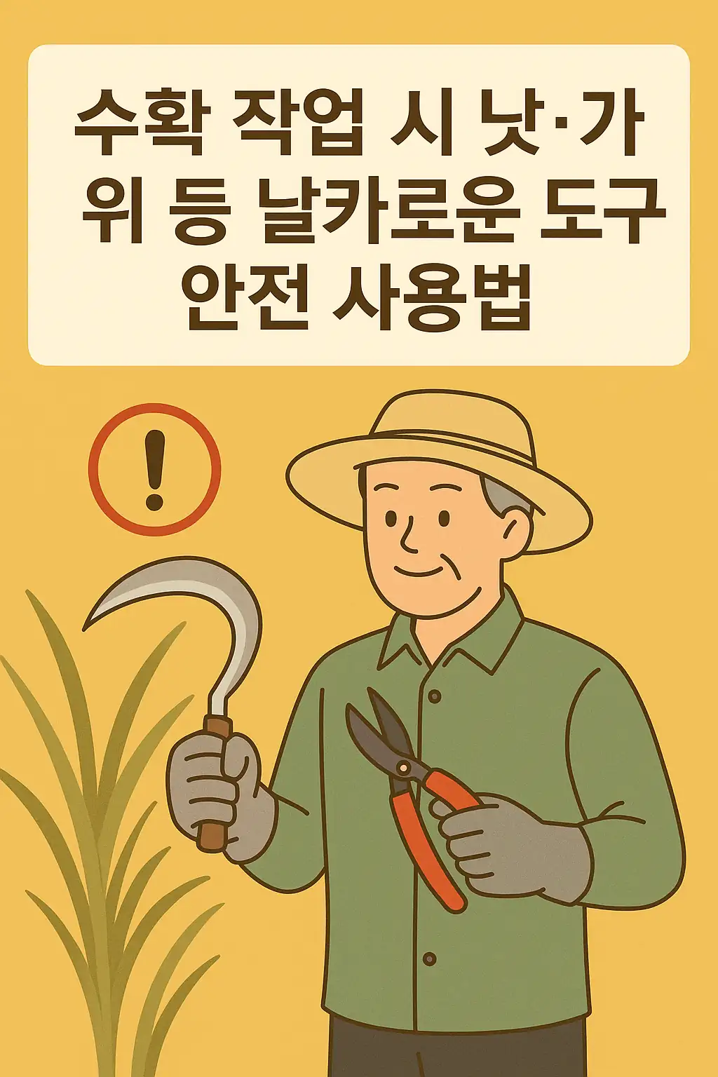 농작업안전관리 : 수확 작업 시 낫&middot;가위 등 날카로운 도구 안전 사용법