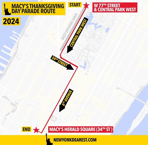 메이시스 추수감사절 퍼레이드 경로