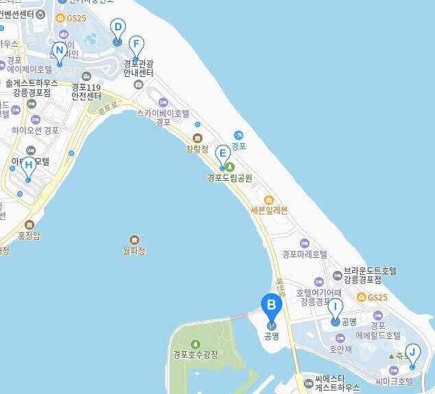 경포대-해수욕장-주차장-지도