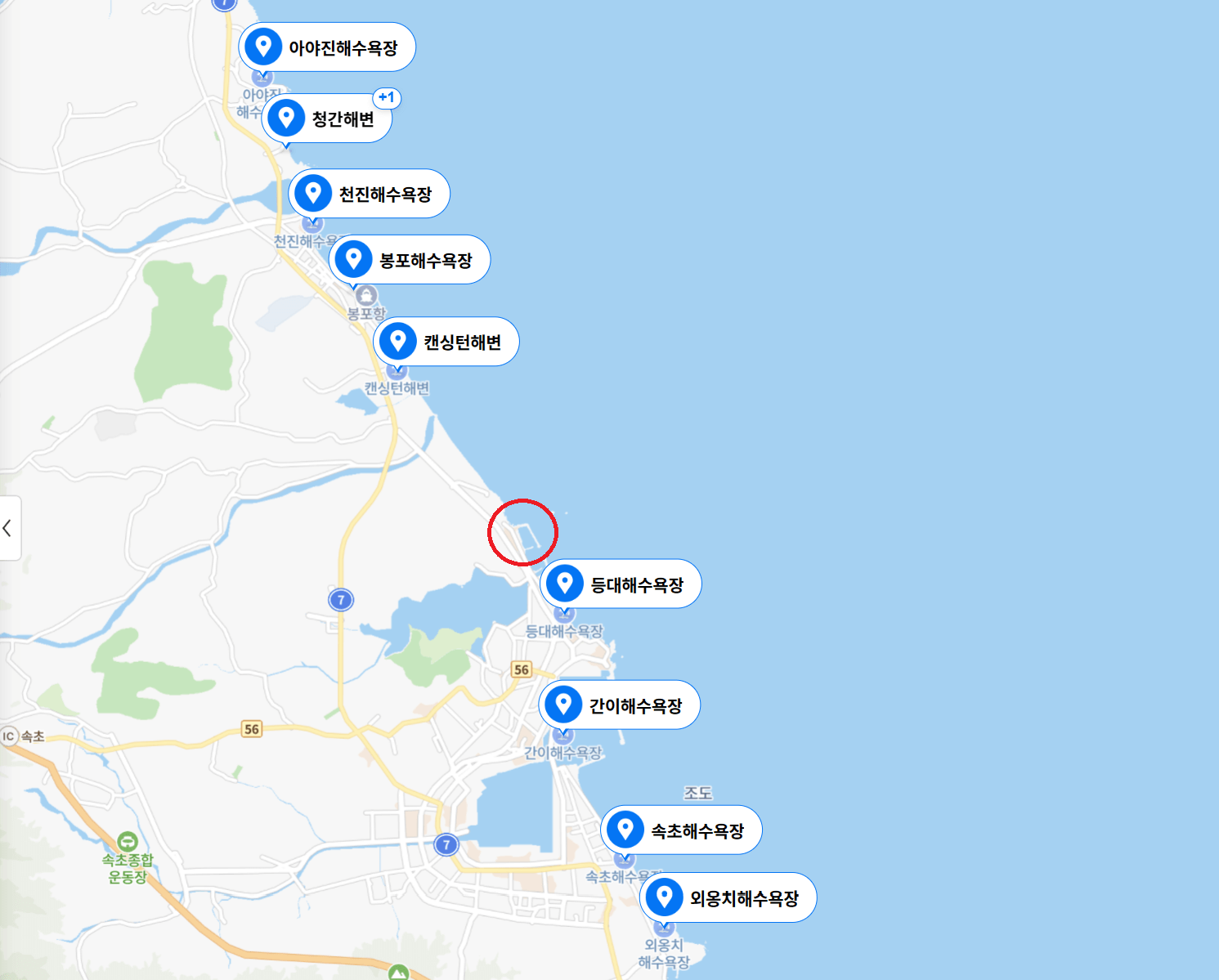 속초 장사항 인근 해수욕장