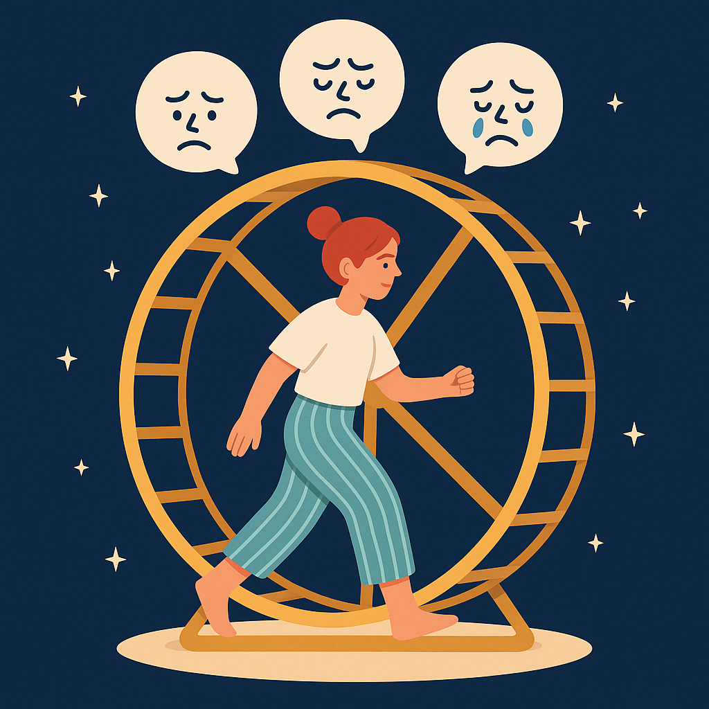 무의식적인 감정반응을 반복하며 익숙한 삶의 패턴에 갇힌 사람의 모습