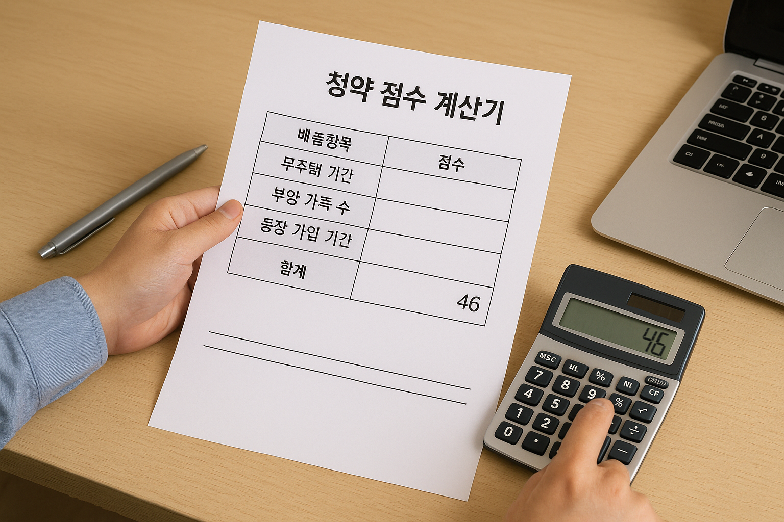 청약 점수를 계산 중인 시민의 모습