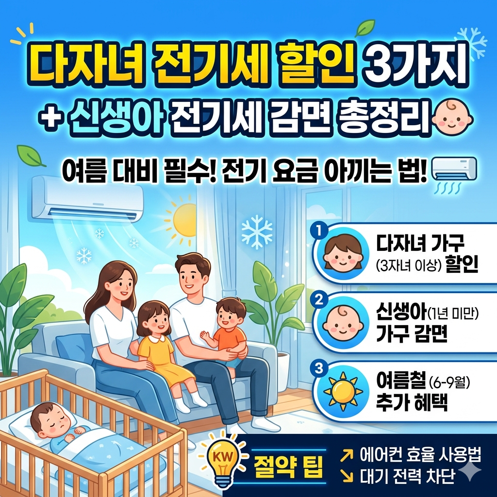 다자녀 전기세 할인 3가지 신생아 전기세 감면 총정리 (+여름 대비)