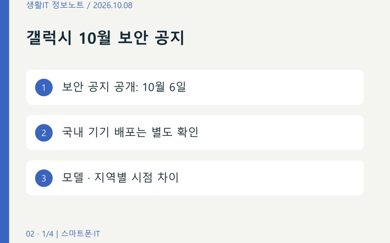 갤럭시 2026년 10월 보안 패치 배포 일정과 내 기기 확인법 - 시각