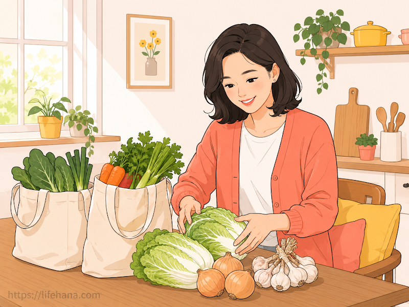 알뜰하게 장을 보는 모습