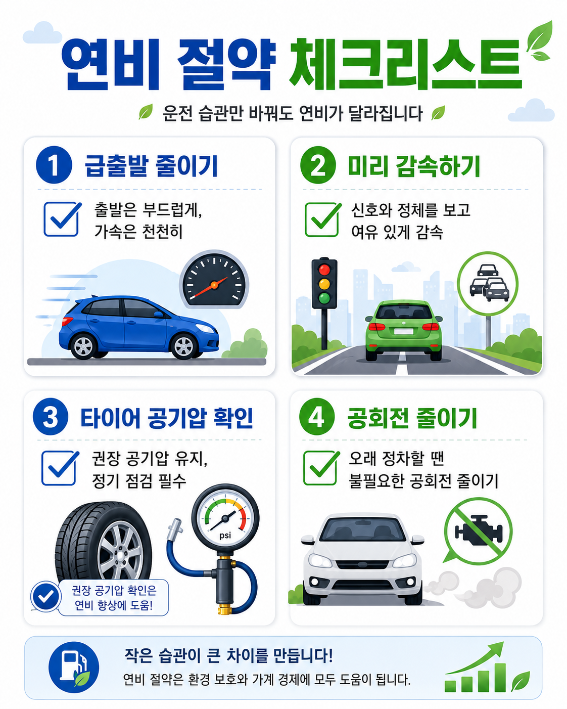 연비를 떨어뜨리는 운전 습관과 주유비 절약 체크리스트