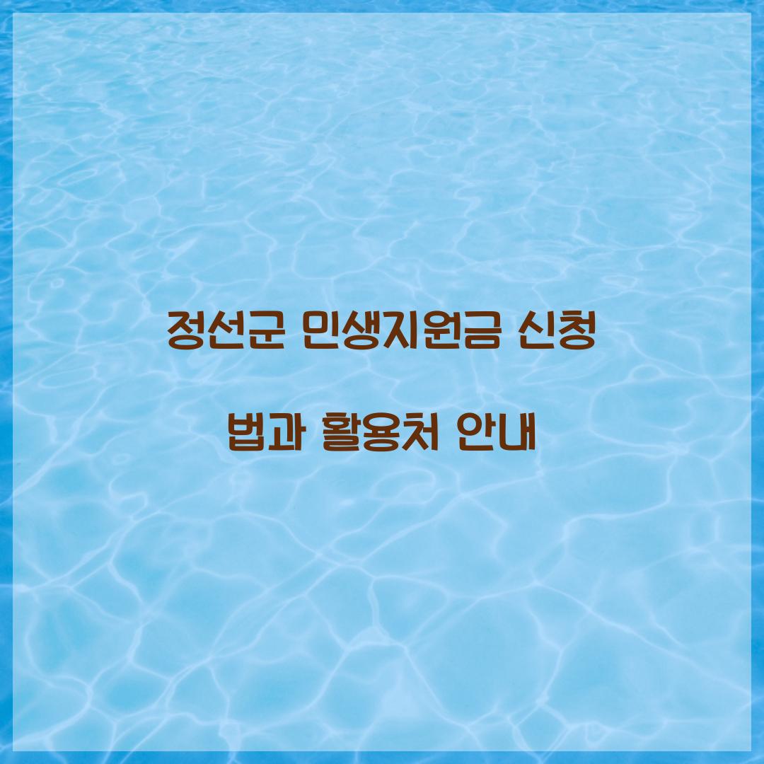 정선군 민생지원금 신청