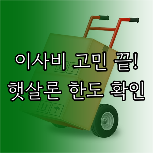 정부지원 햇살론으로 이사 비용 마련하..