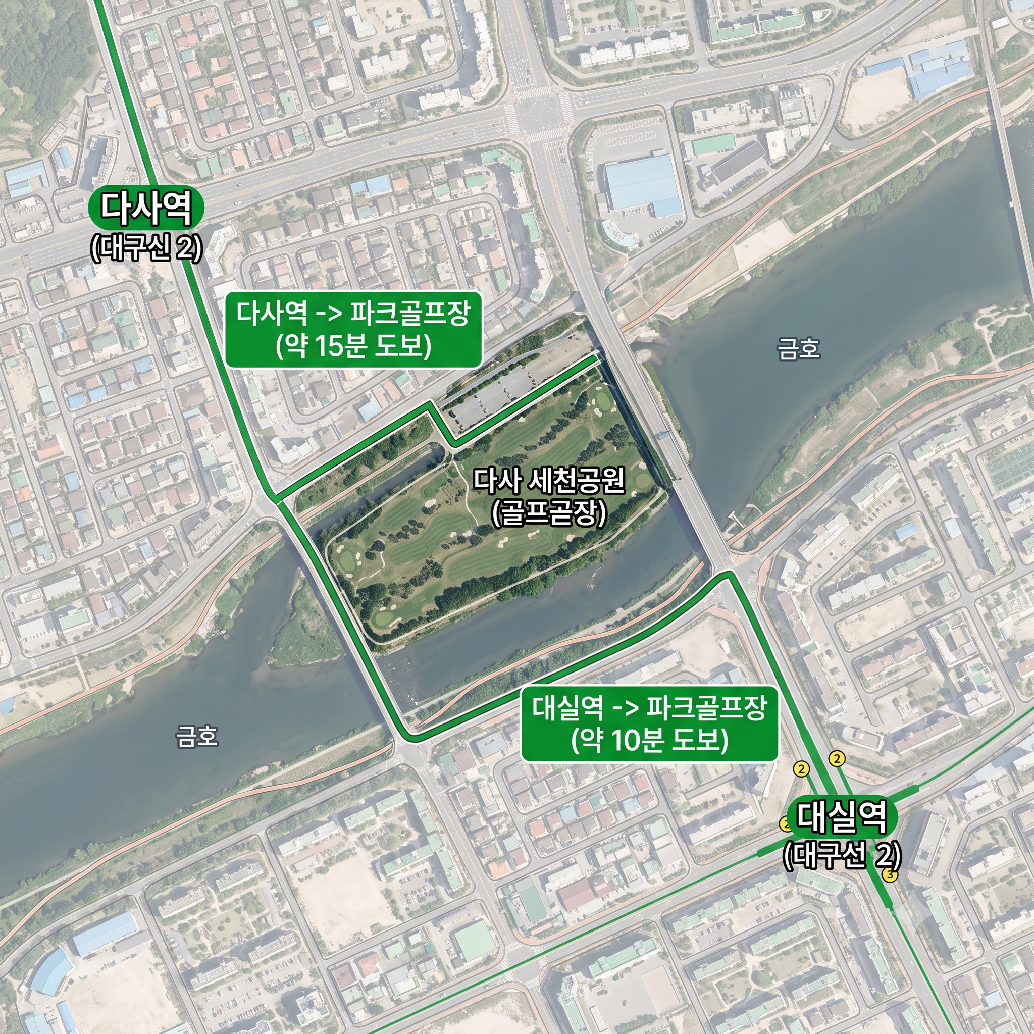 대구 지하철역 도보권, 다사세천파크골프장 36홀 무료 이용방법 핵심정리 (위치, 코스, 이용시간, 홀짝제 입장 등)