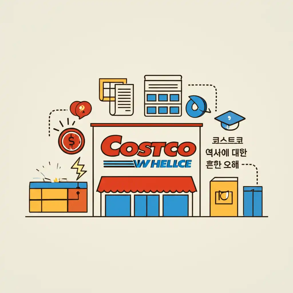 코스트코 역사 관련 흔한 오해를 나타내는 물음표 또는 혼란스러운 이미지