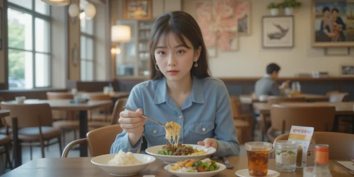 위내시경 후 식사하는 여성