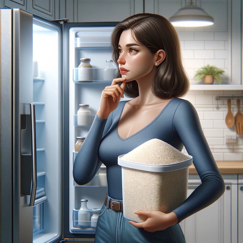 쌀을 냉장보관할지 고민하는 사진