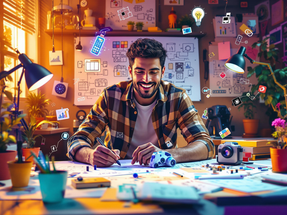 창업을 위한 설계를 하는 모습