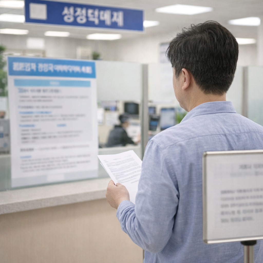 주민센터에서 전월세 신고 관련 상담이나 접수를 준비하는 모습