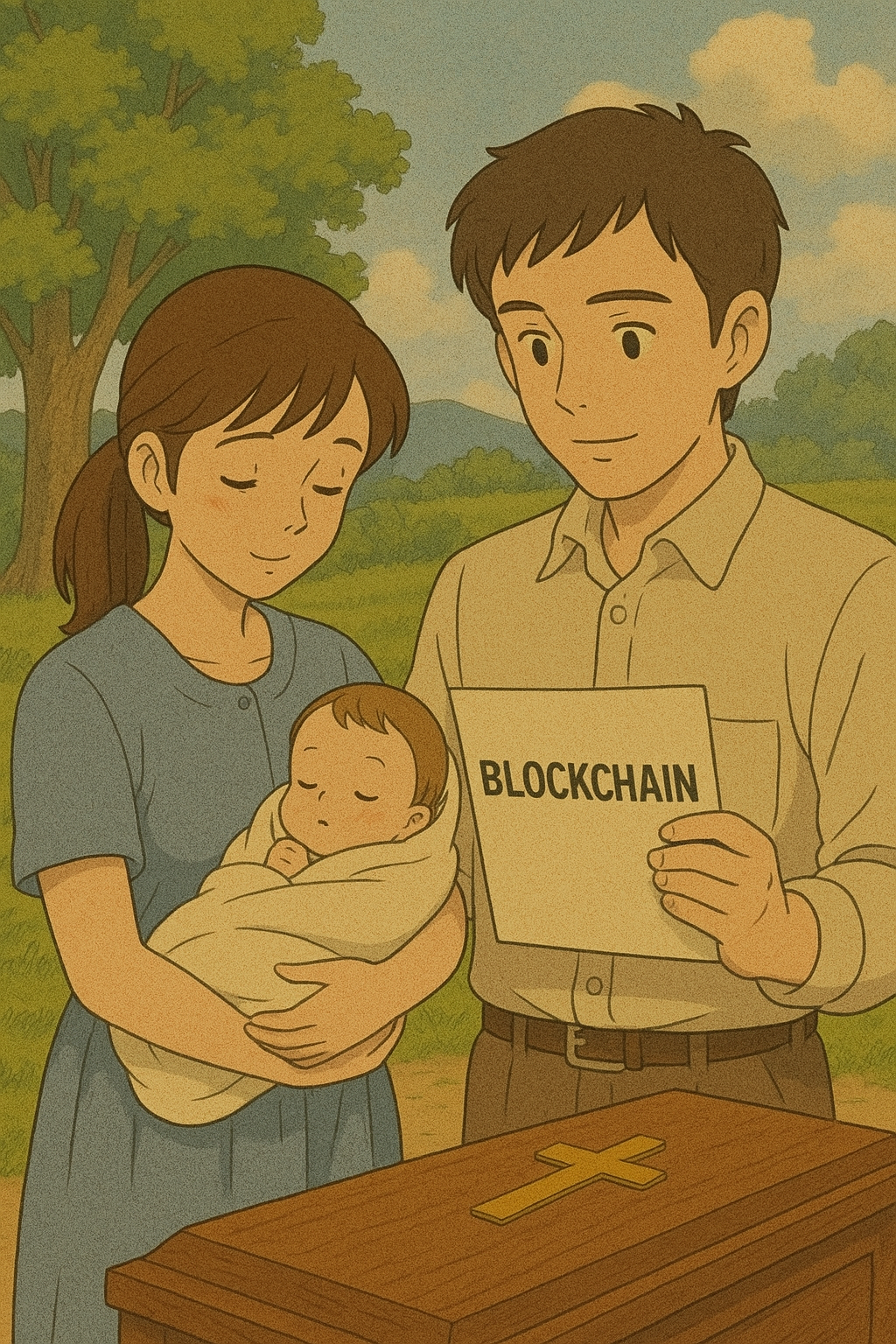 아기 이름을 블록체인에 등록한 부모 사진