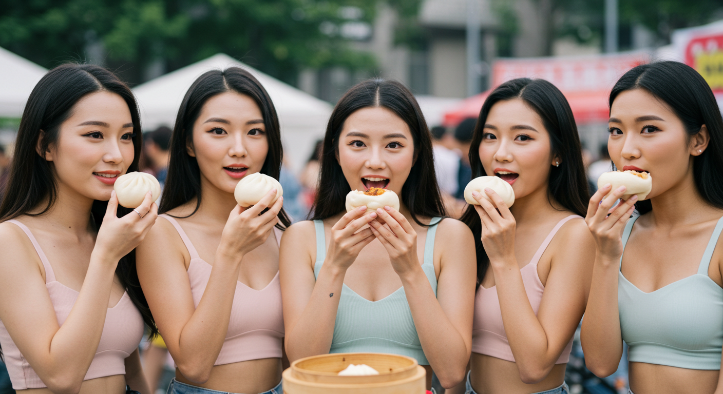 찐빵 축제에 참여한 여인들