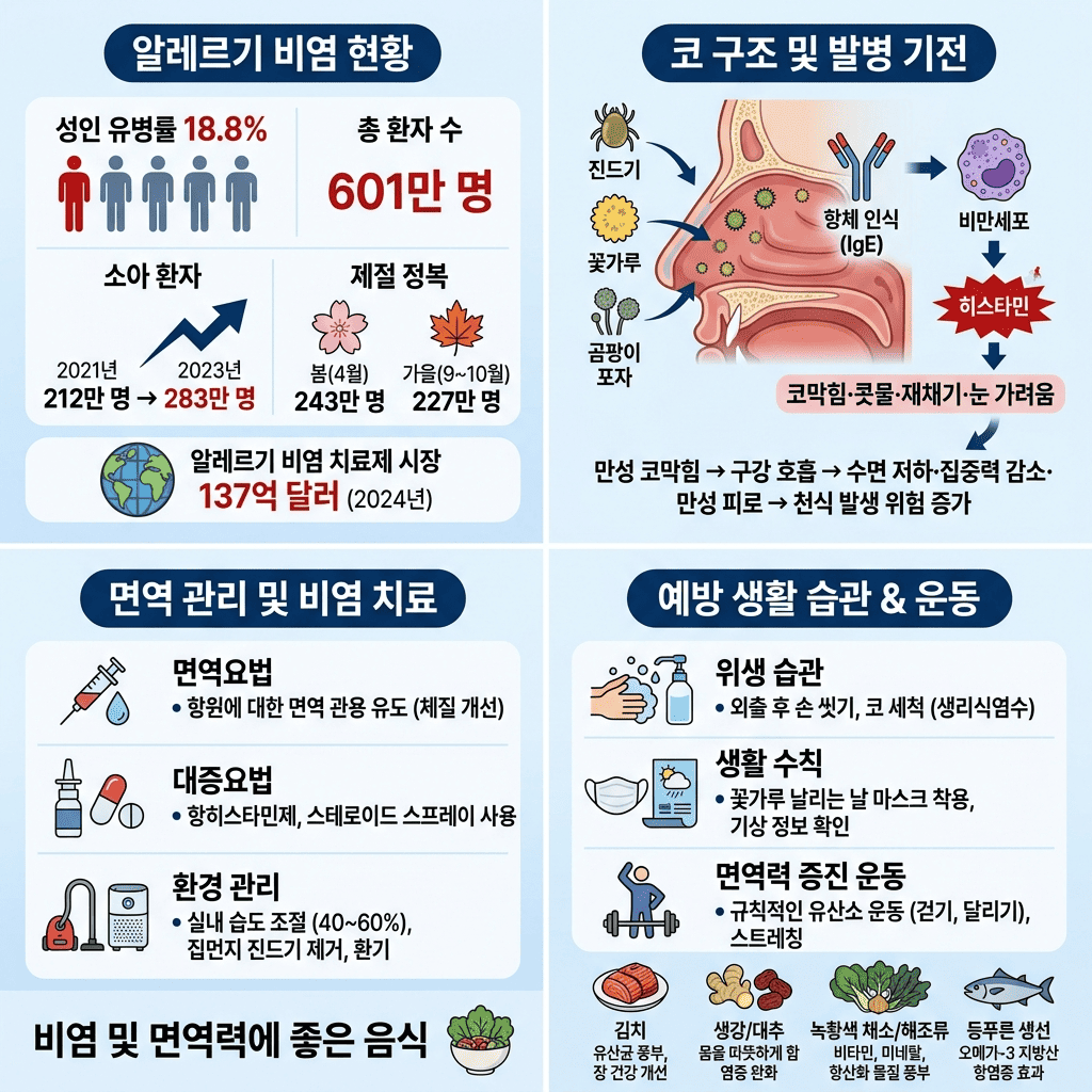 알레르기 비염 완전정복 (환절기 면역력, 비염 원인&middot;치료&middot;예방 생활습관)