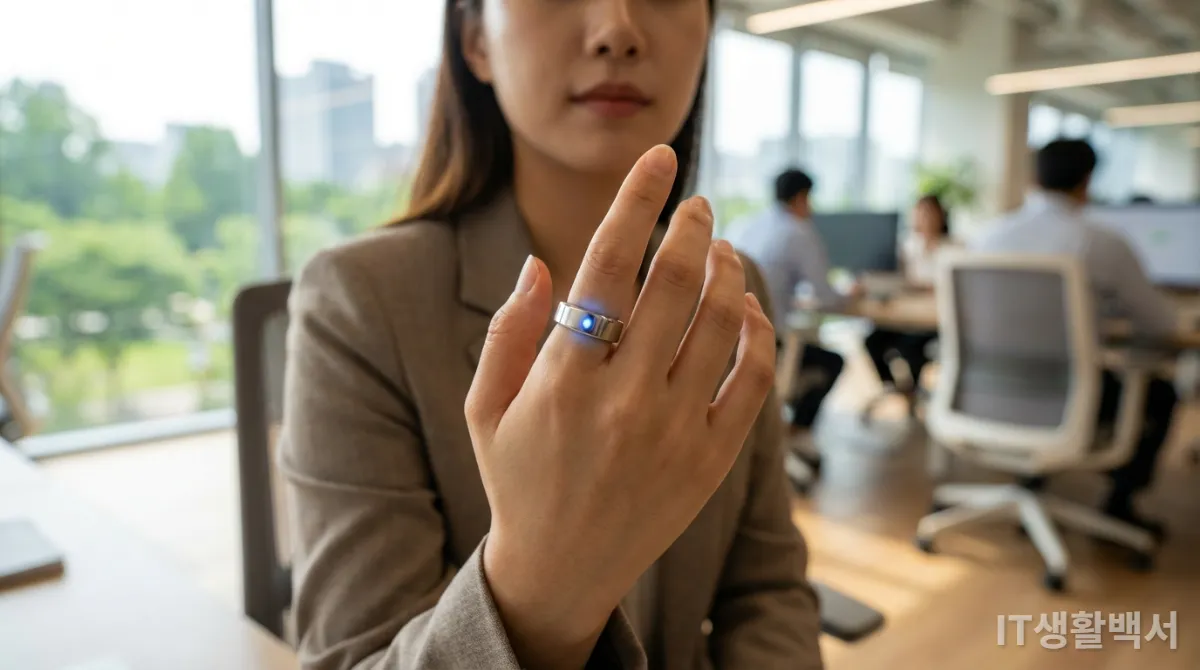 AI 기반 초개인화형 스마트 웨어러블 기기를 착용한 한국인 모습