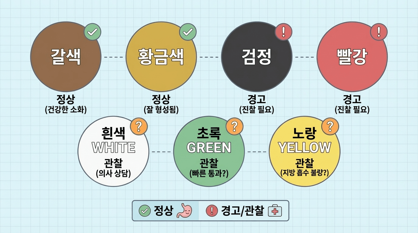 대변 색깔별 비교 차트 일러스트레이션