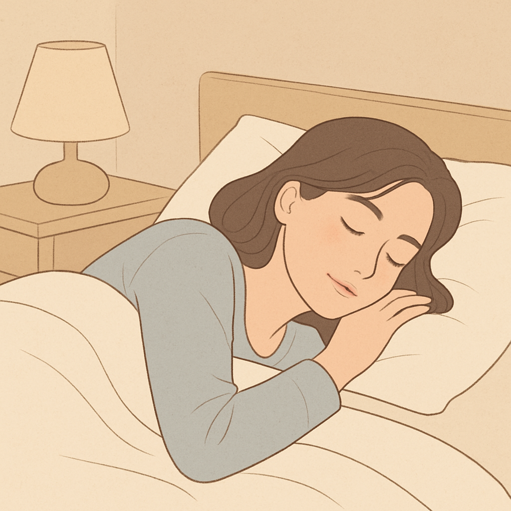 침대에 누워 숙면하고 있는 여성