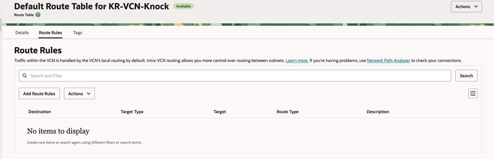 오라클 클라우드 - VCN - Route Table - Route Rules