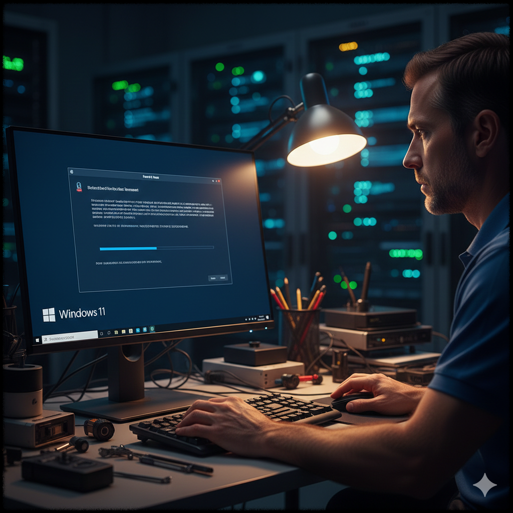 Windows 11에서 시스템 파일 검사와 복구 작업을 진행하는 모습