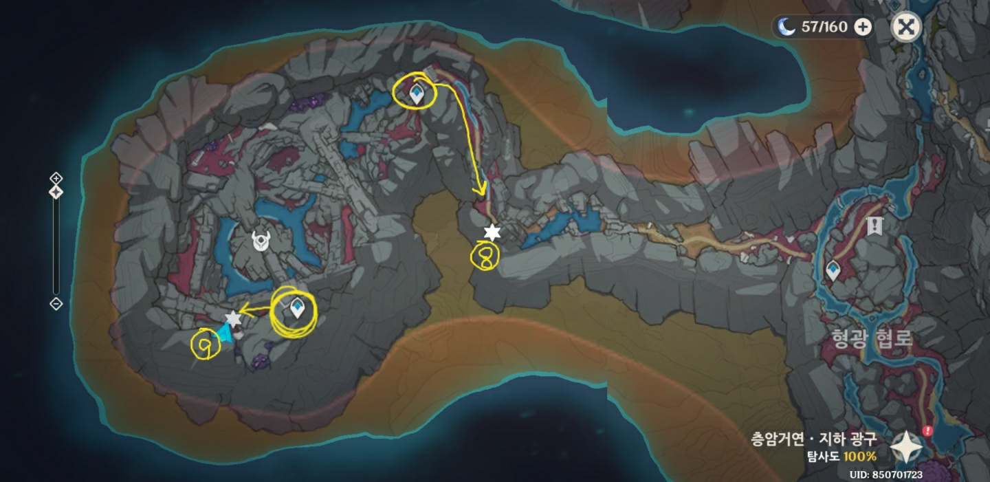 원신 층암거연 지하광구 보라색 문자 위치 
보라색 글자 해석 뜻 의미 
보라색 글자 기믹 공략
원신 히든 업적 아홉 글자 전언 공략
원신 마신 임무 심연을 부르는 위령곡
 보라색 글자 위치 지도 층암거연 지하 지도 왼쪽 아래