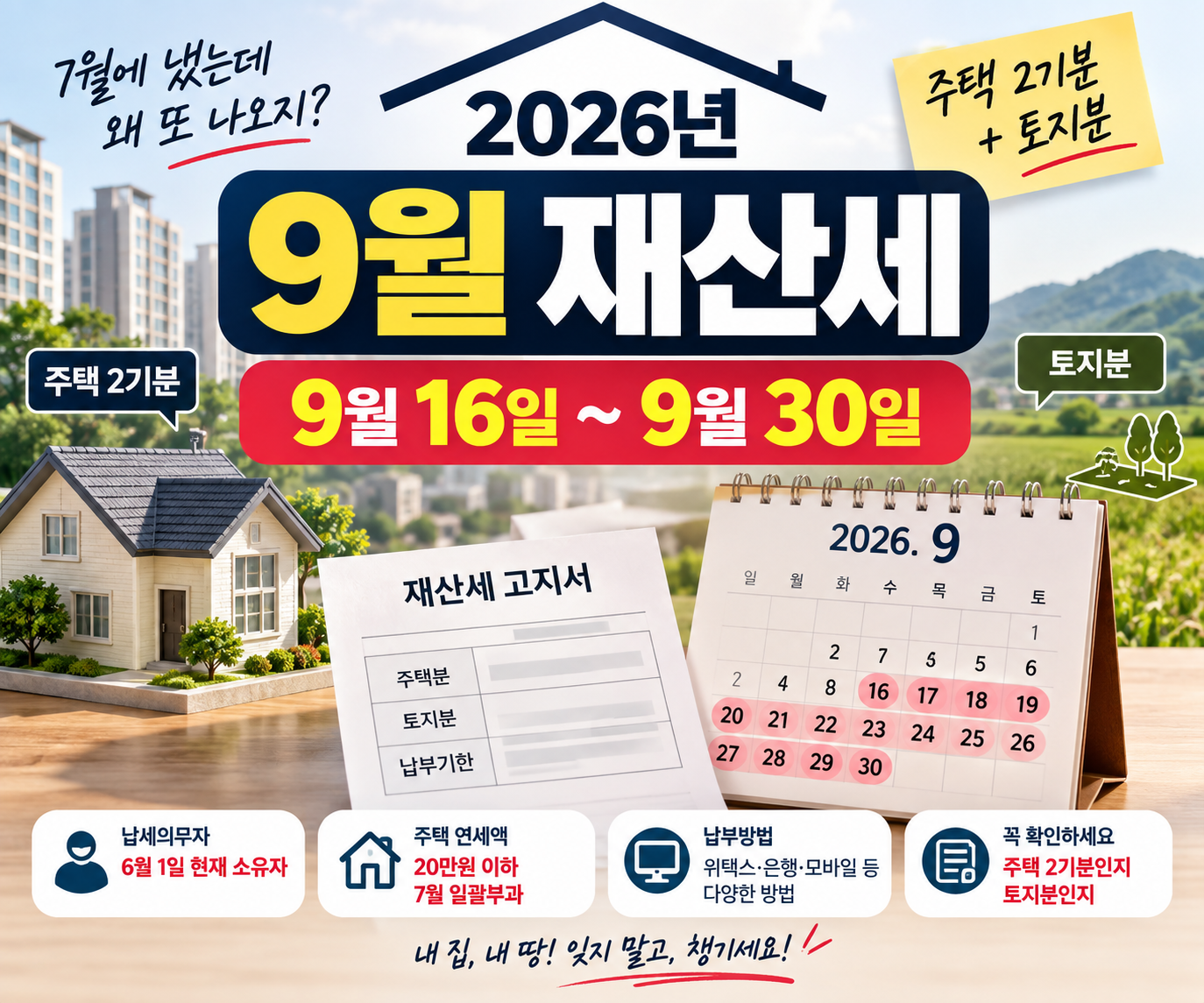 2026년 9월 재산세 납부기간과 주택 2기분 토지분 안내