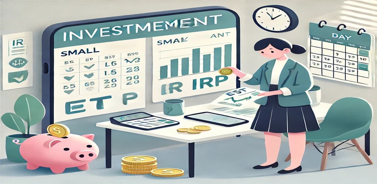 ETF, IRP 등 소액 투자를 시작하는 사회초년생의 일상적인 투자 루틴 장면