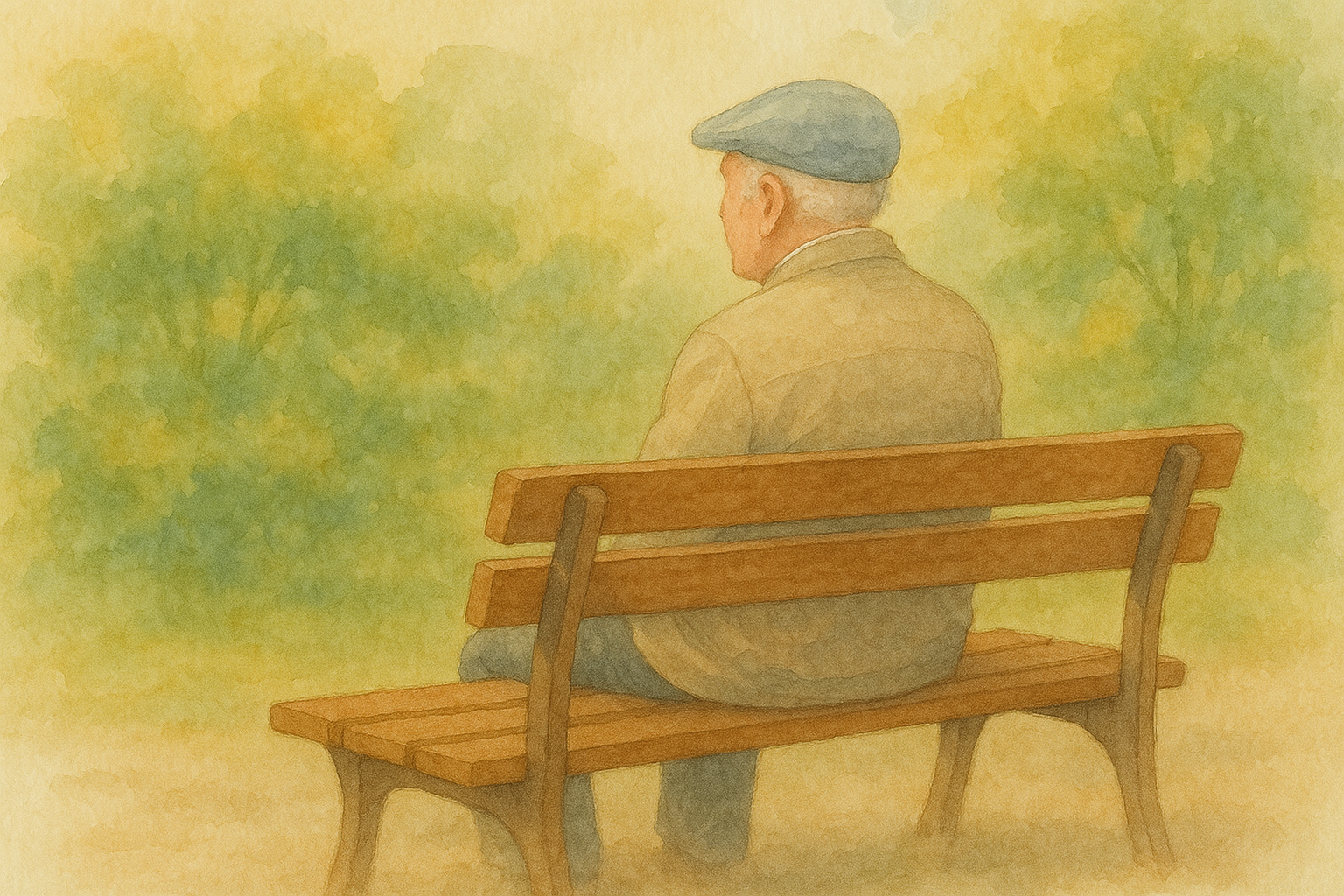 벤치 위의 노인과 자연