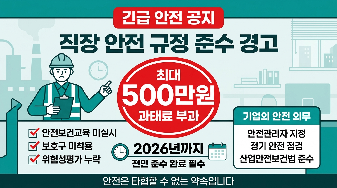 2026 안전관리자 미선임 과태료 500만원 경고 — 선임 기준 3분 요약 인포그래픽