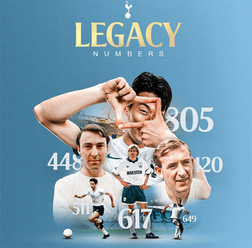 토트넘 레거시 번호제 도입, 손흥민은 805번