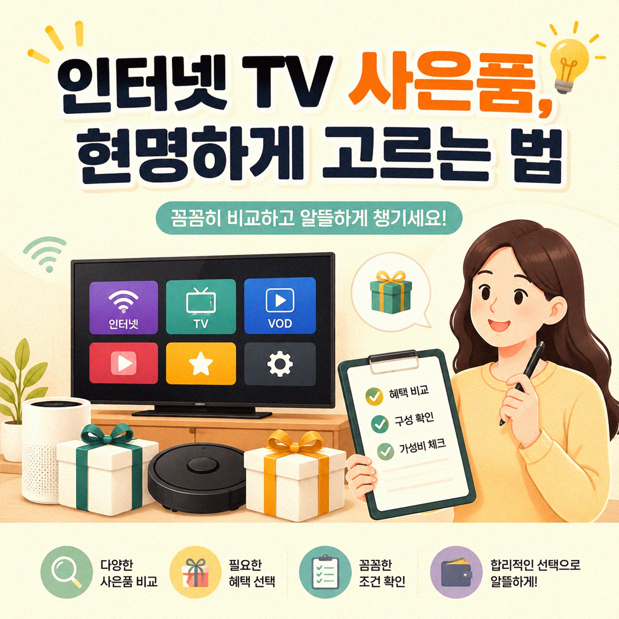 인터넷 TV 사은품으로 받았습니다, 혹시 어떤 걸 고를까요?