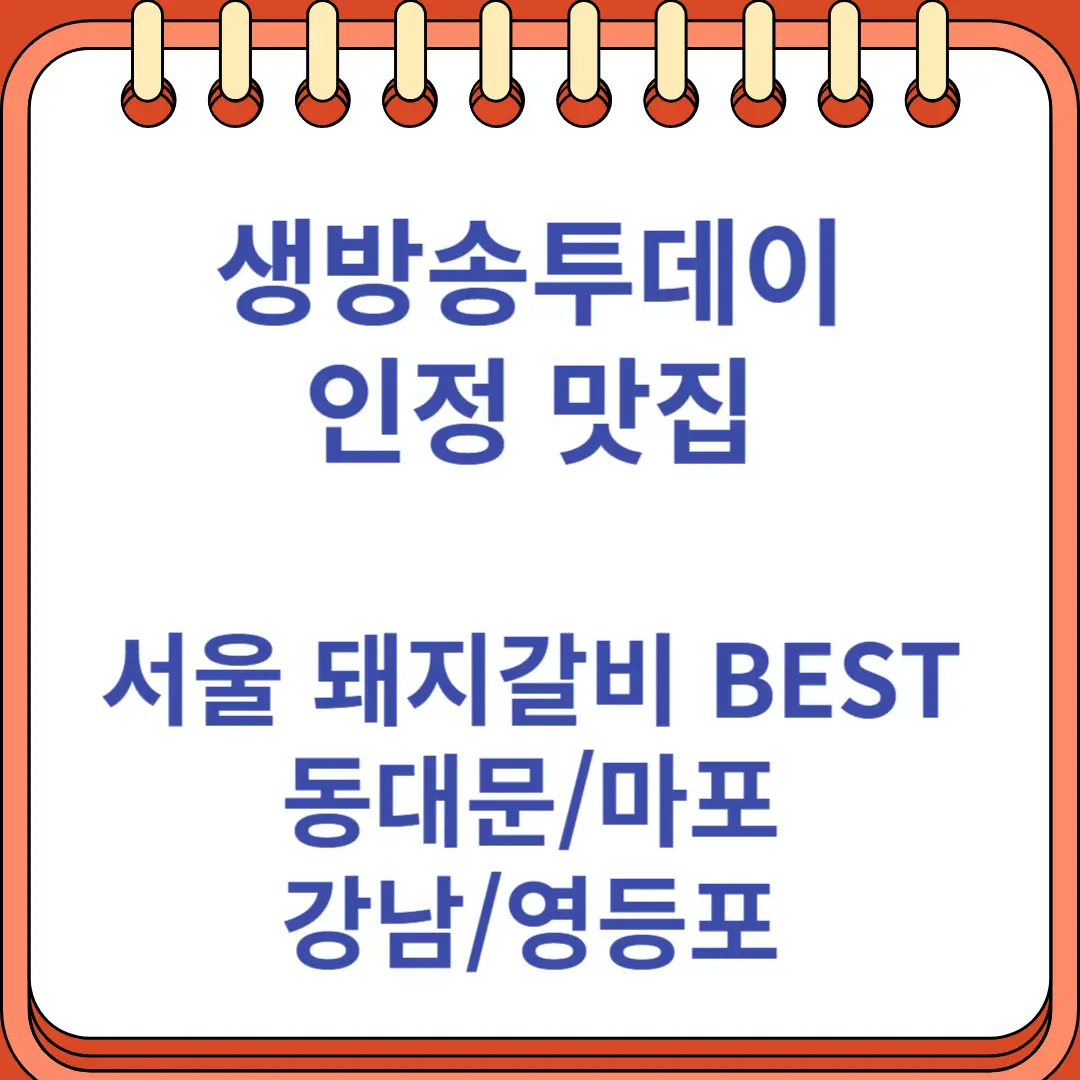 생방송투데이 인정 맛집 - 서울 돼지갈비 구이 BEST