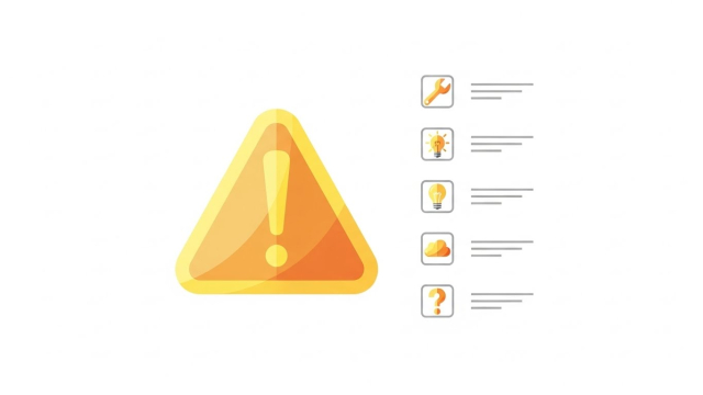 경고표시와 체크리스트 형태로 부작용을 상징하는 그래픽