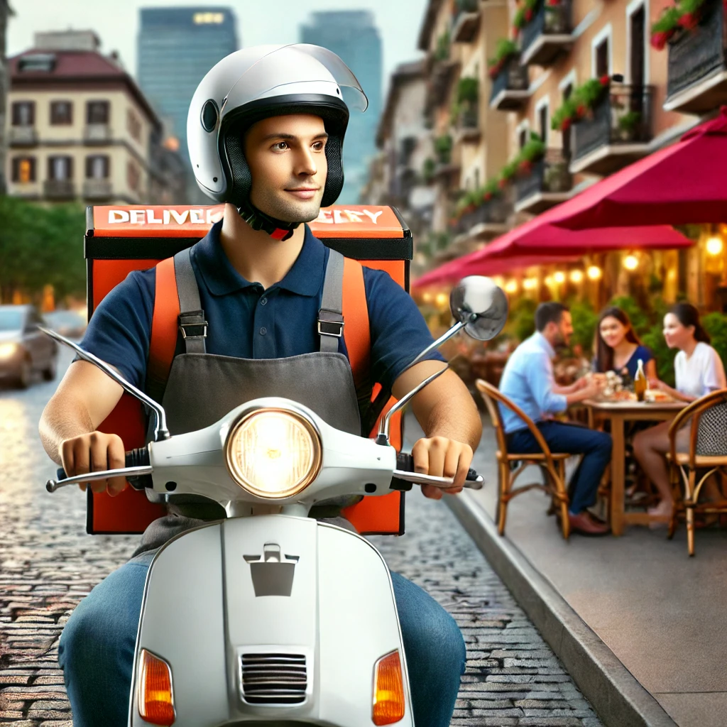 배달을 수행하는 라이더 모습