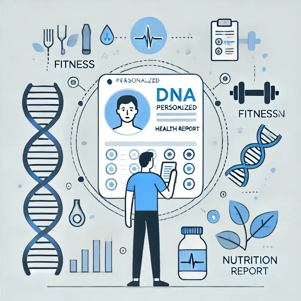 DNA 기반 맞춤형 건강 보고서를 확인하는 사람