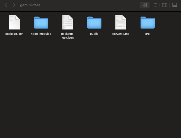 gemini-cli로 작업완료 후 gemini-test 디렉토리를 확인해보면 작업된 파일들이 들어있는 화면