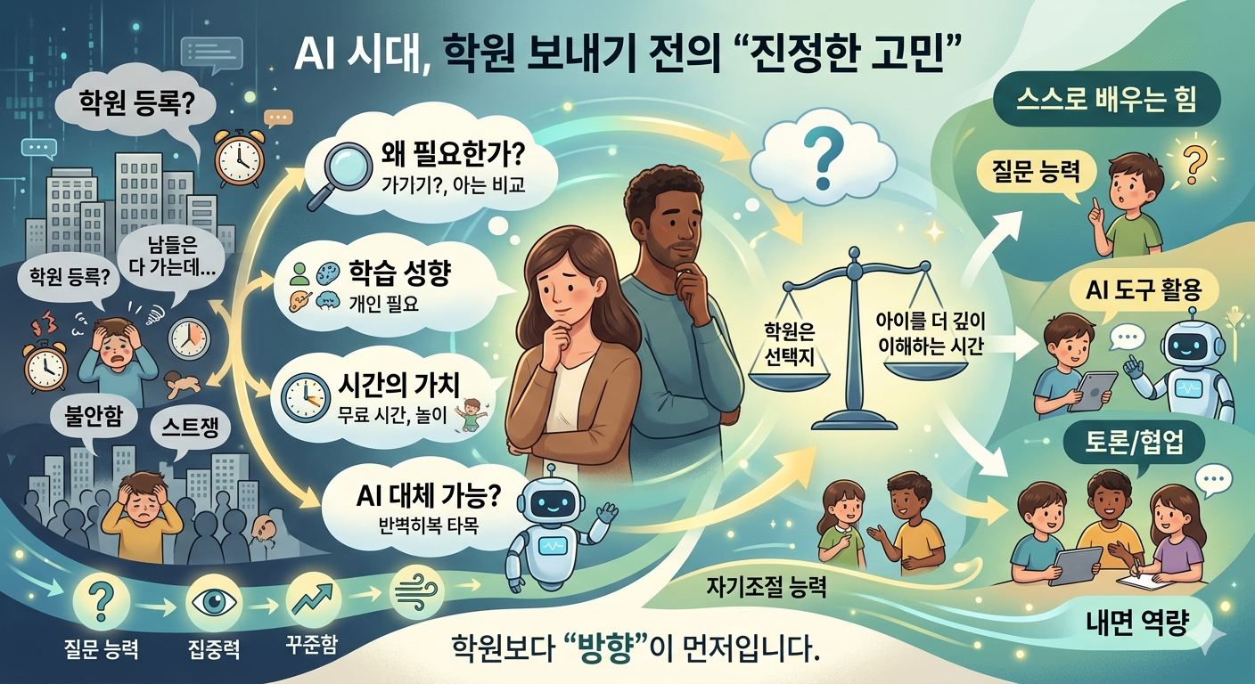 학원에 가고 있는 아이들