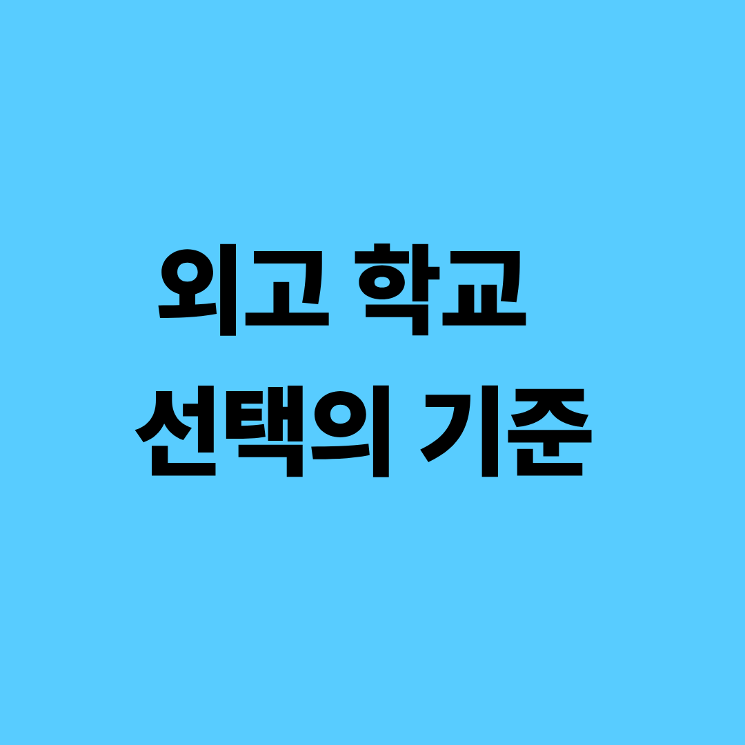 외고 학교 선택 기준을 정리한 로드맵 이미지