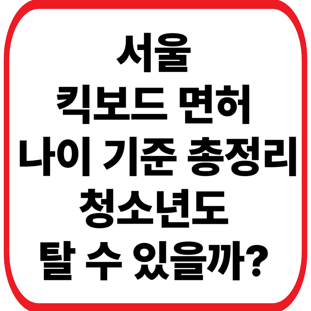서울 킥보드 면허 나이 기준 총정리