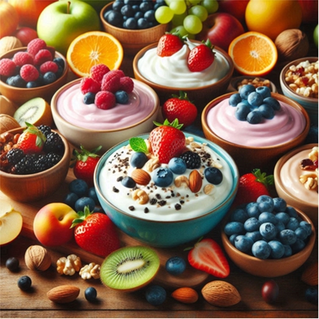 요거트에는 다양한 종류별 이미지