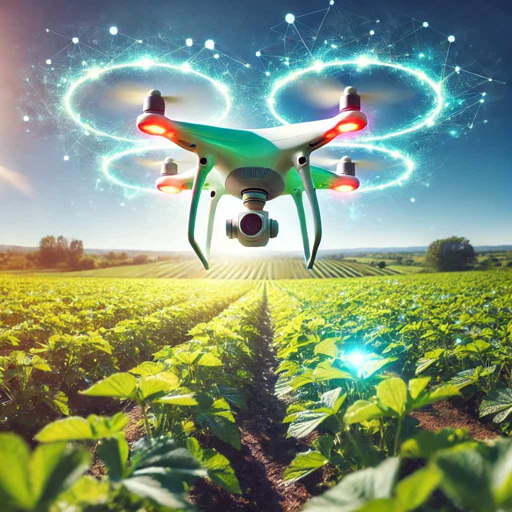 드론이 농작물 위를 날며 상태를 분석하는 장면