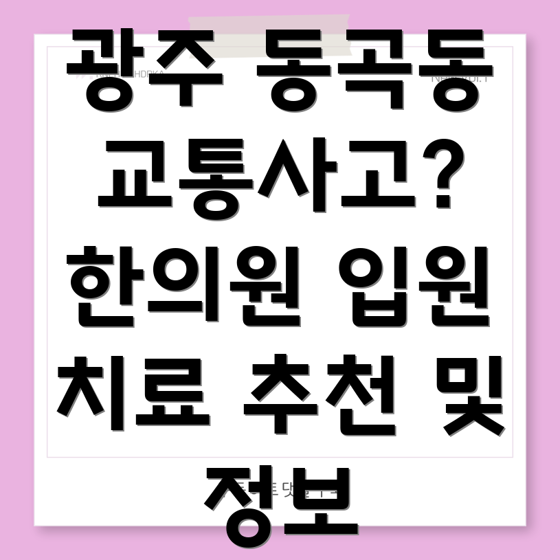 광주 광산구 동곡동 교통사고 한의원
